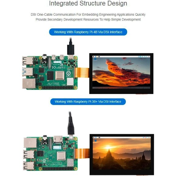 Waveshare 4.3inch DSI Display 800 x 480, IPS Screen No Touch Raspberry Pi - Picture 5 of 12